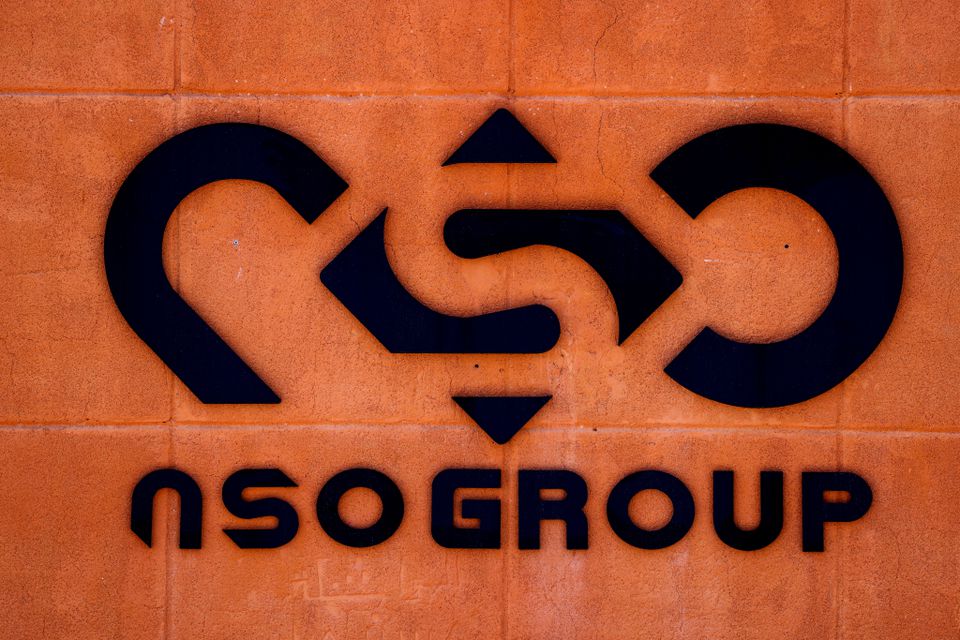 The logo of Israeli cyber firm NSO Group at one of its branches in the Arava Desert, southern Israel. (Reuters) The logo of Israeli cyber firm NSO Group at one of its branches in the Arava Desert, southern Israel. (Reuters)