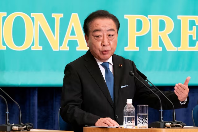 Constitutional Democratic Party of Japan president Yoshihiko Noda speaks during a debate with leaders of other political parties at the Japan National Press Club in Tokyo, Japan, July 2, 2025. Tomohiro Ohsumi/Pool via REUTERS