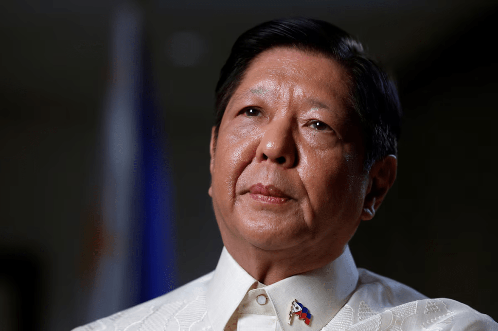 Philippine President Ferdinand Marcos Jr. speaks to Reuters during an exclusive interview at his hotel in Washington, U.S., May 4, 2023. REUTERS/Evelyn Hockstein