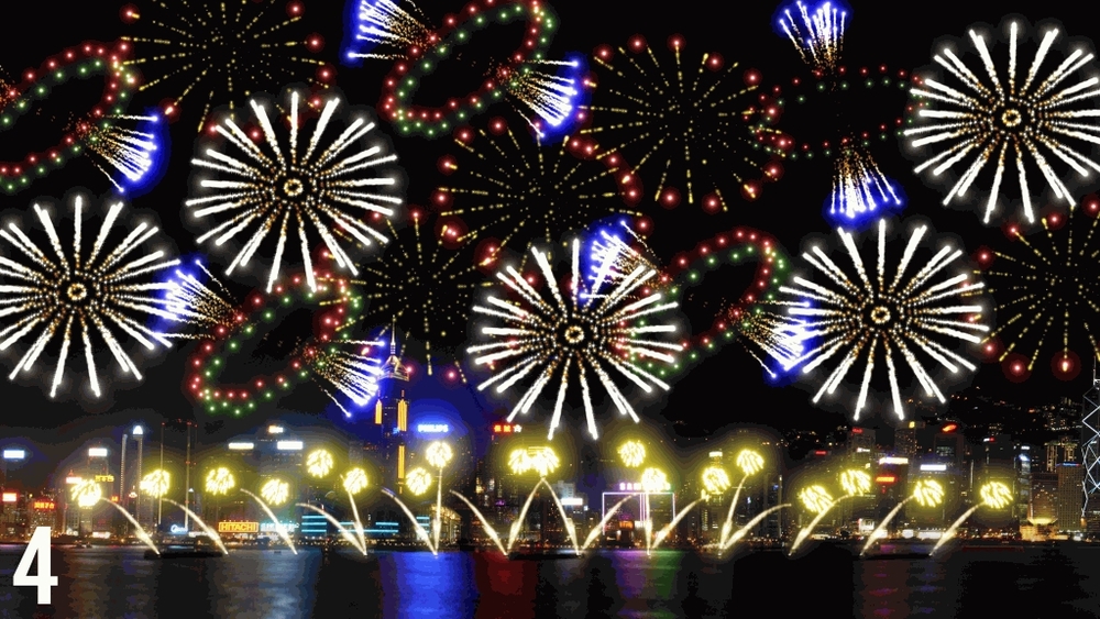 Concept photos for the eight scenes during the fireworks display.