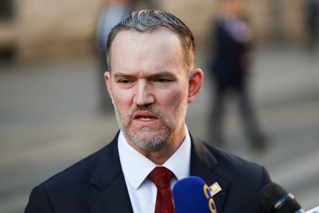 U.S. Trade Representative Jamieson Greer speaks to the press, on the day of U.S.-China talks on trade, economic and national security issues, in Madrid, Spain, September 15, 2025. REUTERS