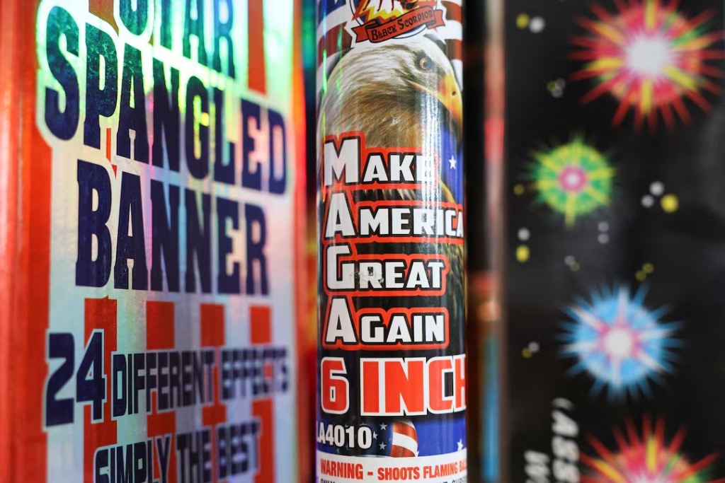 Firework products for the U.S. market are displayed at the showroom of Chili Fireworks in Liling, Hunan province, China, April 9, 2026. REUTERS/Go Nakamura 