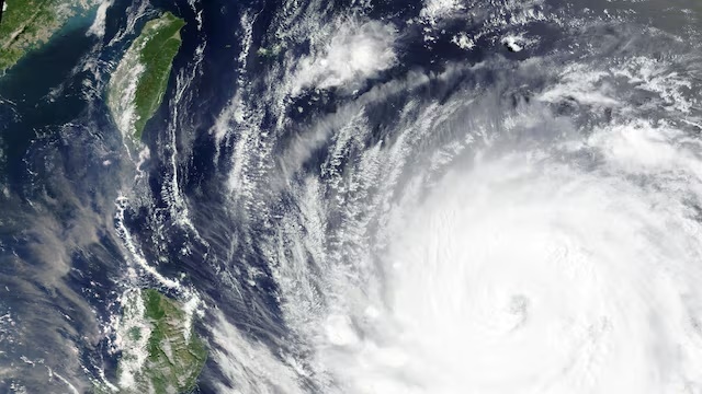 A satellite image shows Typhoon Bavi as it churns in the Pacific Ocean, July 9, 2026. Reuters