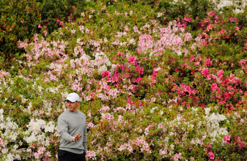 Rory McIlroy walks down the sixth fairway during a practice round at Augusta National. REUTERS 