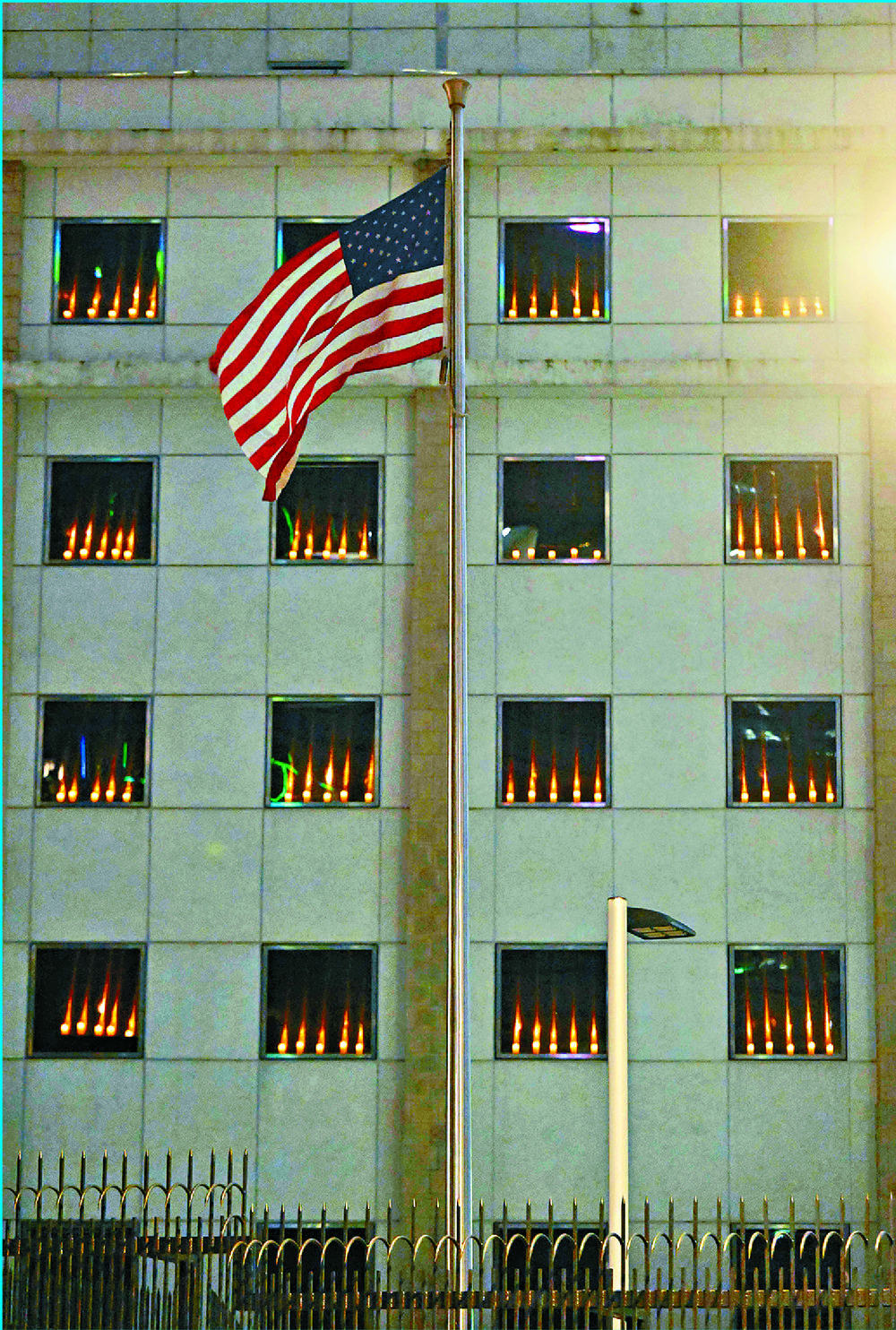 Candles are lit in the windows of the US Consulate to mark the June 4 incident. AFP Candles are lit in the windows of the US Consulate to mark the June 4 incident. AFP