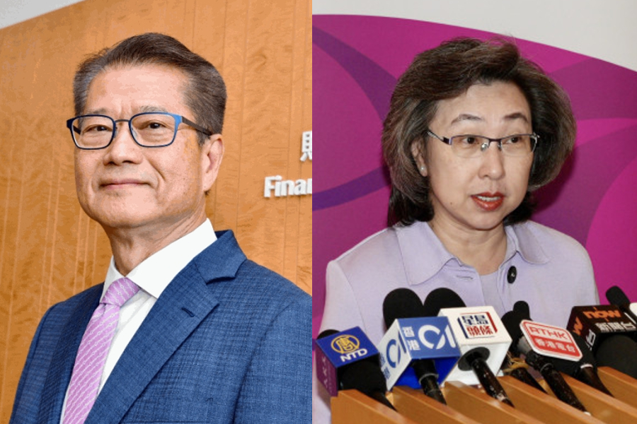 Financial Secretary Paul Chan Mo-po (left) and Secretary for the Civil Service Ingrid Yeung Ho Poi-yan (right) Financial Secretary Paul Chan Mo-po (left) and Secretary for the Civil Service Ingrid Yeung Ho Poi-yan (right)