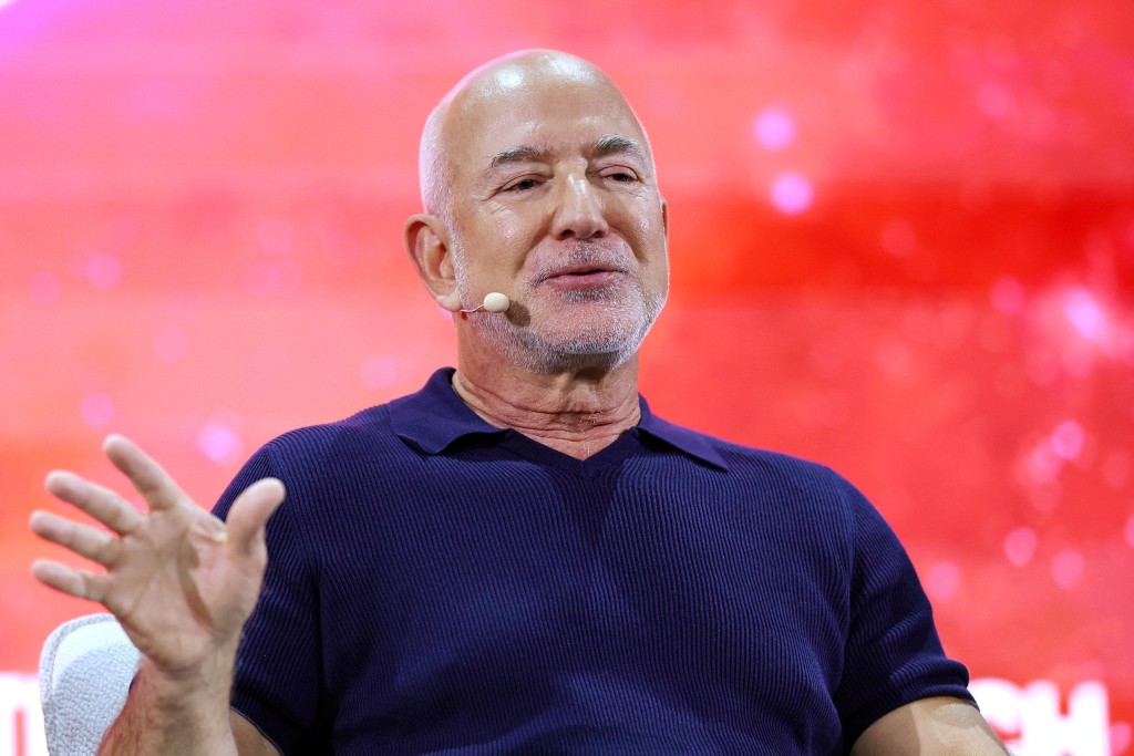 Jeff Bezos, founder of Amazon and Blue Origin, and co-founder and co-CEO of Prometheus, speaks during the 10th edition of the VivaTech technology startups and innovation fair in Paris, France, June 17, 2026.  REUTERS