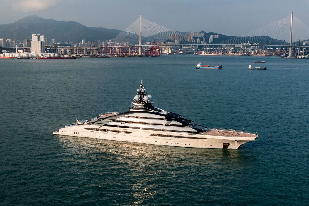 In this file photo taken on October 7, 2022 luxury megayacht Nord, reportedly tied to billionaire Alexei Mordashov, is seen anchored in Hong Kong waters. (AFP) In this file photo taken on October 7, 2022 luxury megayacht Nord, reportedly tied to billionaire Alexei Mordashov, is seen anchored in Hong Kong waters. (AFP)