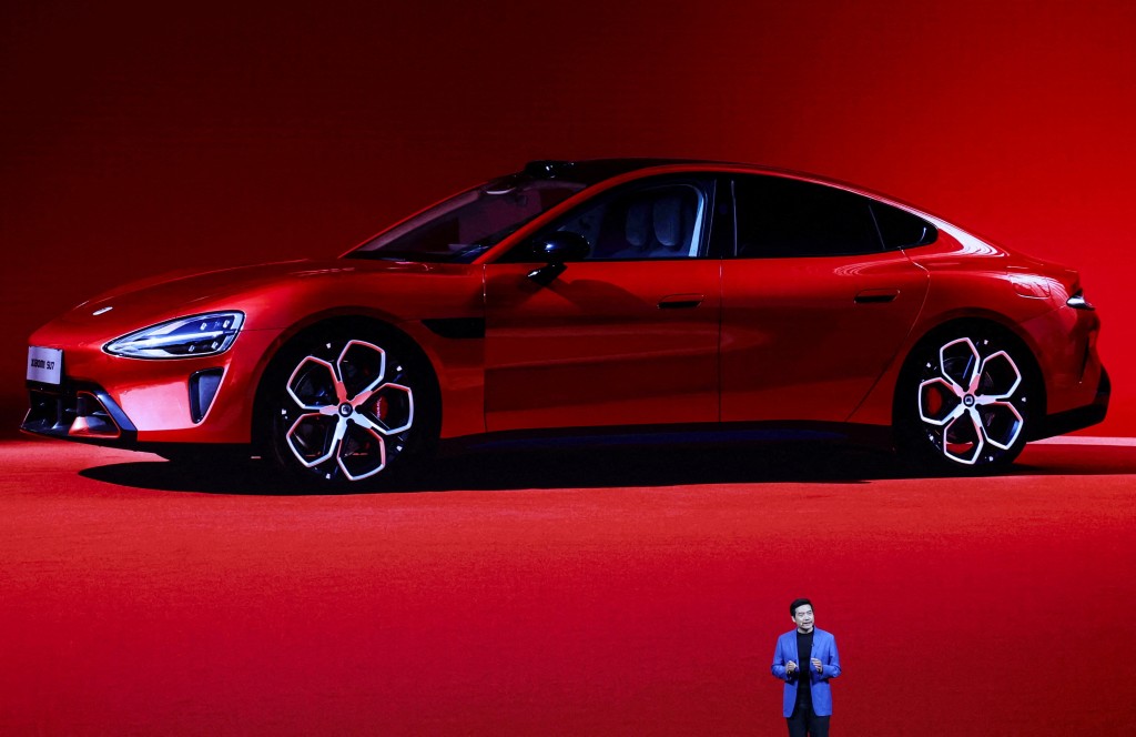 Xiaomi founder and CEO Lei Jun presents at the Chinese tech giant launch event in Beijing, China, March 19, 2026. REUTERS