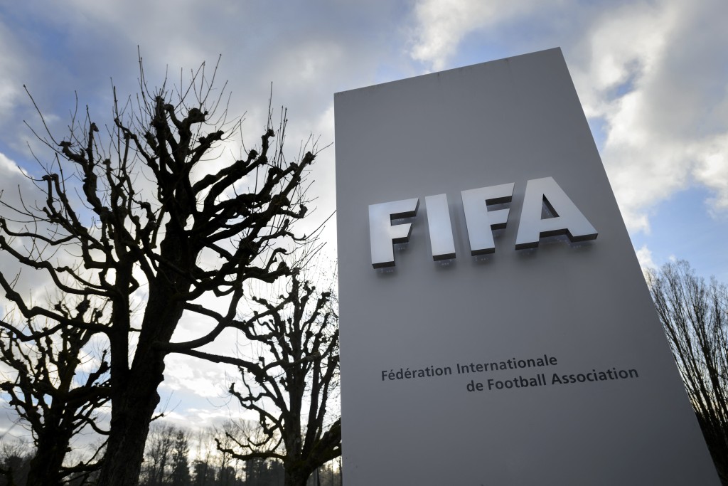 A sign of FIFA is seen at the football's World governing body headquarters on December 17, 2015 in Zurich.