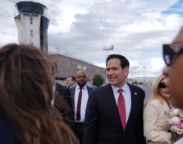 U.S. Secretary of State Marco Rubio boards his plane at Zvartnots International Airport in Yerevan, Armenia, May 26, 2026. Julia Demaree Nikhinson/Pool via REUTERS