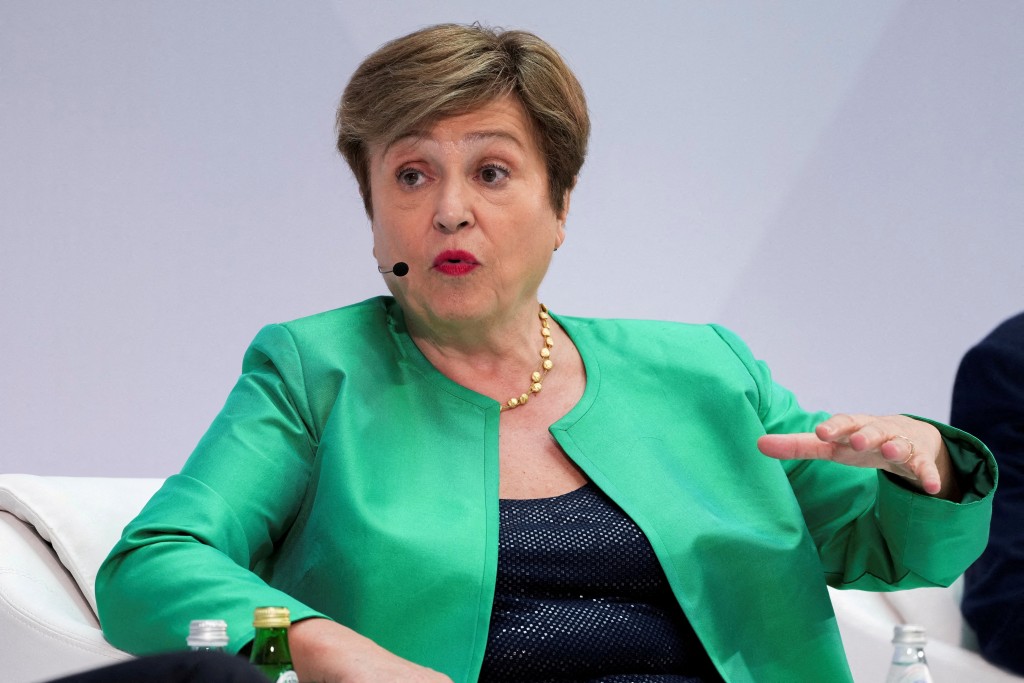 Managing Director of the International Monetary Fund (IMF) Kristalina Georgieva takes part in "Debate on the Global Economy" during the 2026 annual IMF/World Bank Spring Meetings in Washington, D.C., U.S., April 16, 2026. REUTERS