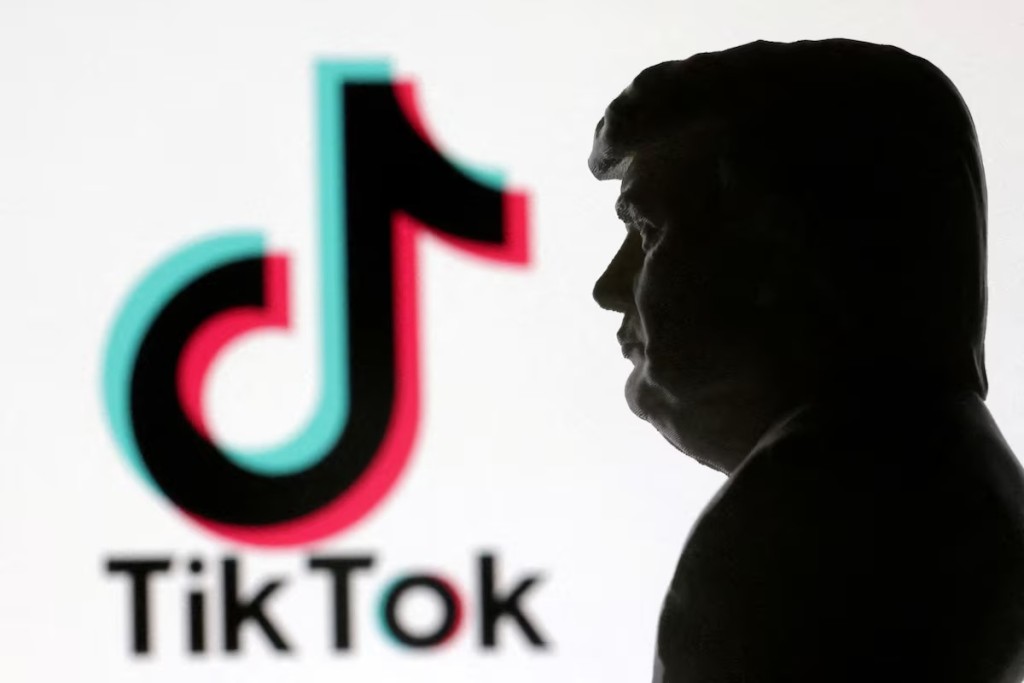A 3D-printed miniature model of U.S. President Donald Trump and TikTok logo are seen in this illustration created on January 15, 2025. REUTERS