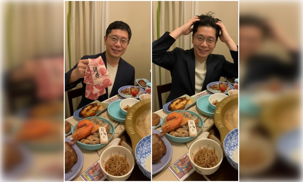 Simon Wong Kit-lung recreates scenes from the viral video.
