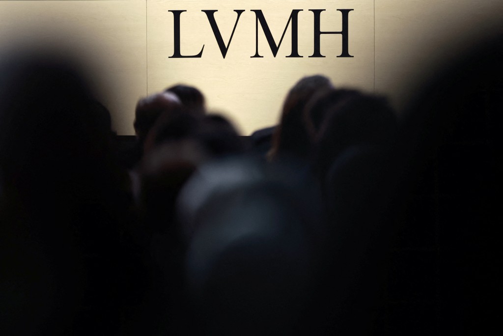 The logo of LVMH is seen during the annual shareholders meeting of LVMH Moet Hennessy Louis Vuitton in Paris, France, April 23, 2026. REUTERS