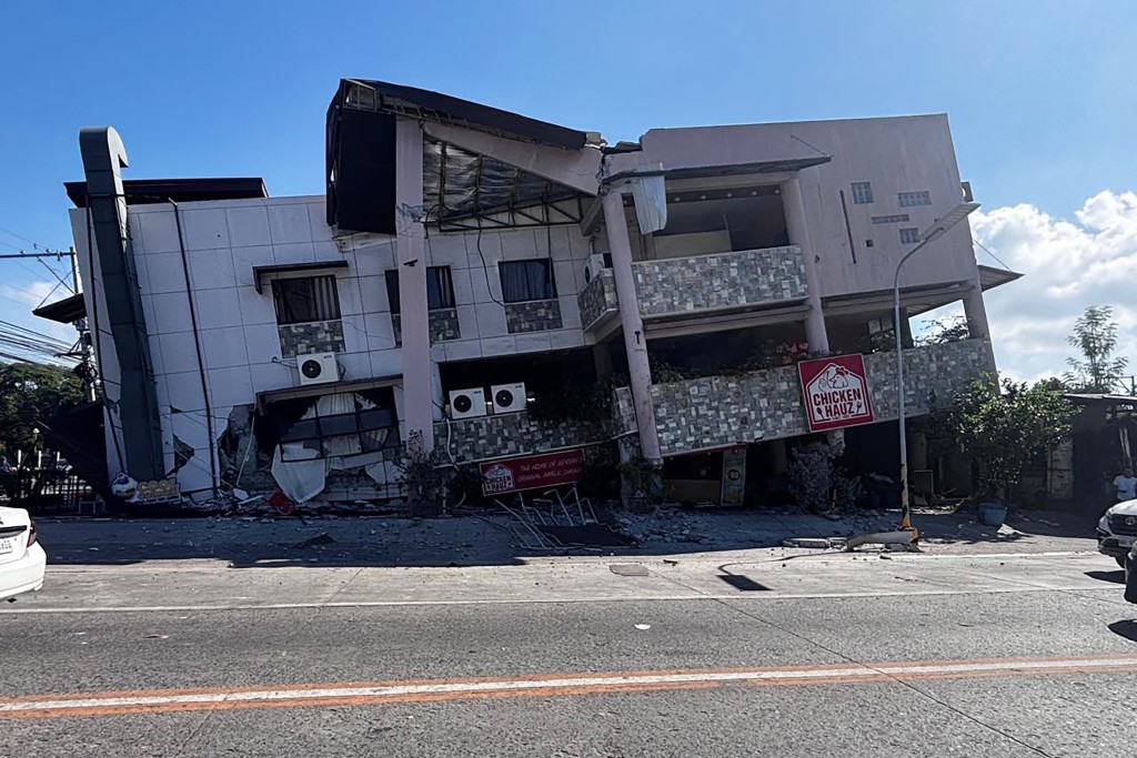 A collapsed building is seen after an 7.8 magnitude earthquake in General Santos City on June 8, 2026. (AFP)