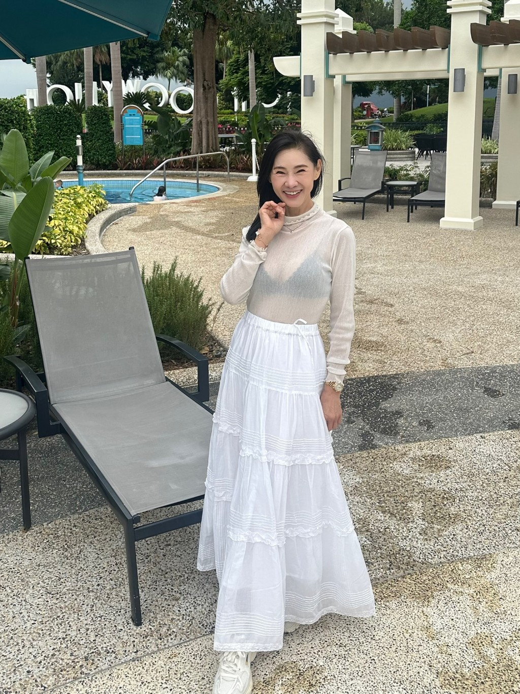 Lin Min-chen's mother recently sparked online buzz after wearing a sheer, see-through outfit.
