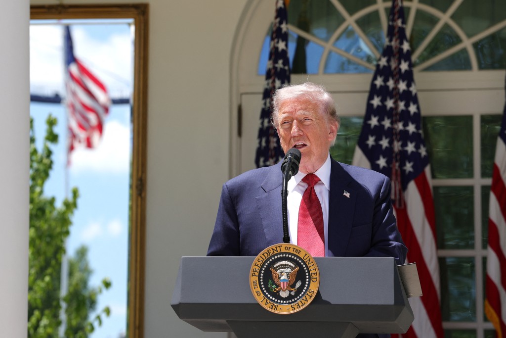 U.S. President Donald Trump delivers remarks during a Mother's Day luncheon in the Rose Garden of the White House. (AFP)