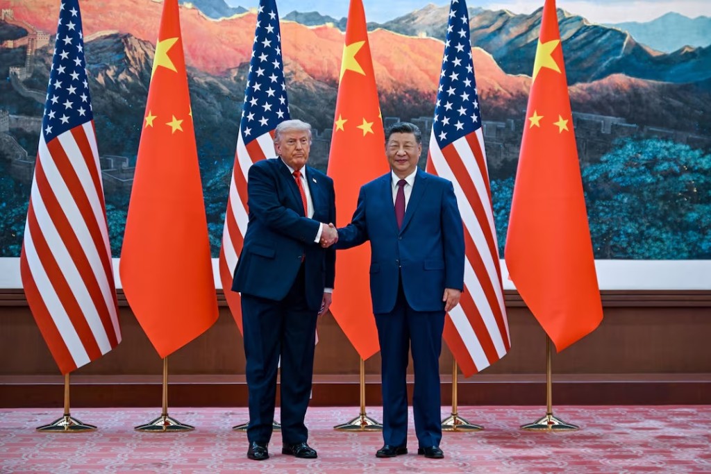The scene as U.S. President Donald Trump participates in events at the Great Hall of the People and does a greeting with the President of the People’s Republic of China Xi Jinping May 14, 2026, in Beijing China during a trip focused on trade, regional security, and strengthening bilateral ties between the world’s two largest economies. Kenny Holston/Pool via REUTERS 