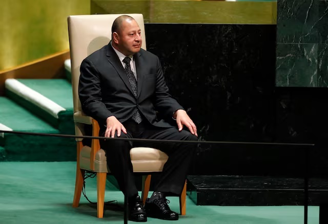 Tonga's King Tupou VI sits before addressing the 74th session of the United Nations General Assembly at U.N. headquarters in New York City, New York, U.S., September 26, 2019. REUTERS/Lucas Jackson/File Photo 