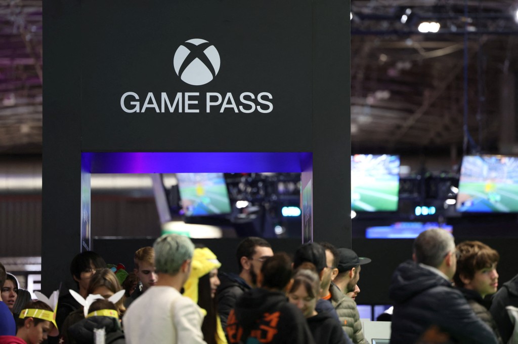 The Microsoft Xbox Game Pass logo is seen at the Paris Games Week (PGW), a trade fair for video games in Paris, France, November 5, 2023. REUTERS