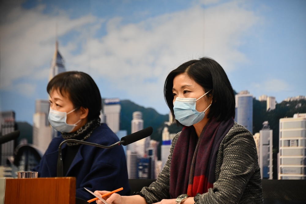 Vivien Chuang Wai-man (right) attends the daily Covid-19 briefing in February 2020. File photo. Vivien Chuang Wai-man (right) attends the daily Covid-19 briefing in February 2020. File photo.