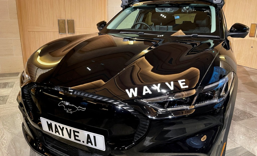 UK self-driving startup Wayve displays a vehicle with "Wayve" on its name plate at an event in Tokyo, Japan, April 22, 2025. REUTERS