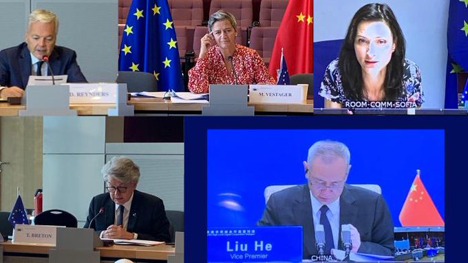 Margrethe Vestager, says the dialogue with China is necessary also to address divergences, 'like on reciprocity, data protection and fundamental rights.' Margrethe Vestager, says the dialogue with China is necessary also to address divergences, 'like on reciprocity, data protection and fundamental rights.'