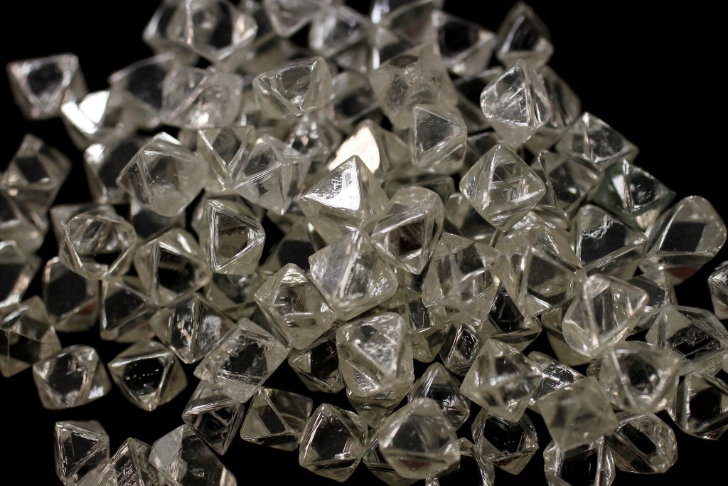 Uncut diamonds from southern Africa and Canada are seen at De Beers headquarters in London, Britain, January 17, 2011. REUTERS
