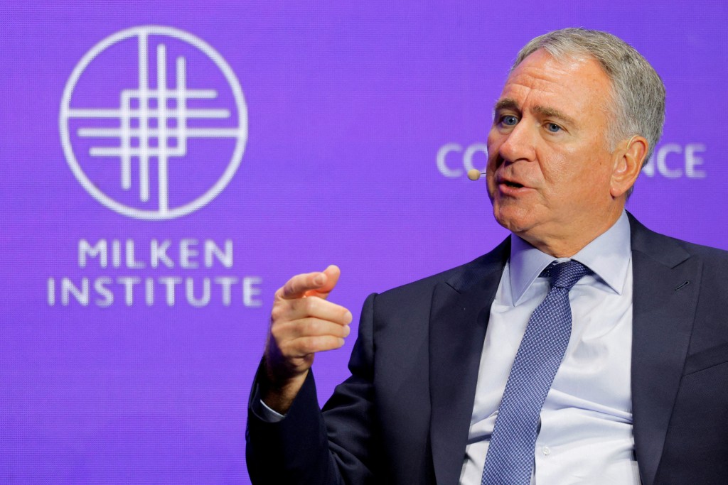CEO of Citadel Ken Griffin is interviewed by Chairman of the Milken Institute Michael Milken (not pictured) during the Milken Institute Global Conference 2025 in Beverly Hills, California, U.S., May 7, 2025. REUTERS/Mike Blake