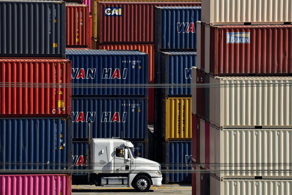 Containers sit at the Port of Los Angeles, in San Pedro, California, U.S., July 8, 2025. REUTERS/Daniel Cole