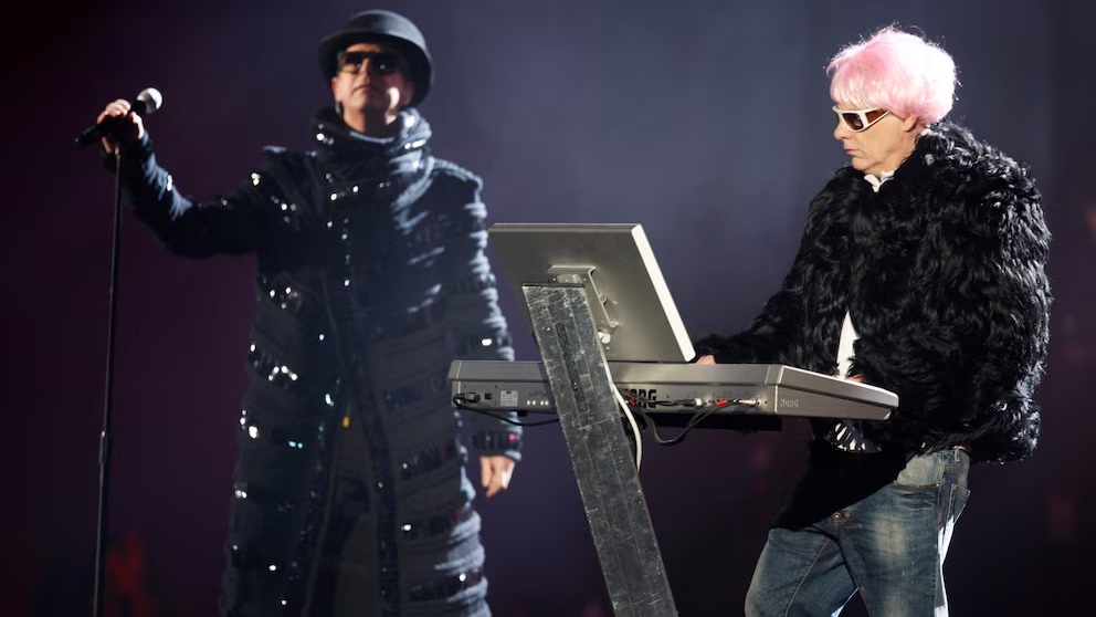 FILE British band The Pet Shop Boys, Neil Tennant, left, and Chris Lowe perform after receiving The Oustanding Contribution To Music award at the Brit Awards 2009 at Earls Court exhibition centre in London, England, Wednesday, Feb. 18, 2009. Forty years and 50 million record sales after the Pet Shop Boys rose to fame with “West End Girls,” the iconic British duo is releasing a new album. “Nonetheless” is their 15th studio album. It arrives Friday, April 26, 2024. (AP Photo/MJ Kim, File) FILE British band The Pet Shop Boys, Neil Tennant, left, and Chris Lowe perform after receiving The Oustanding Contribution To Music award at the Brit Awards 2009 at Earls Court exhibition centre in London, England, Wednesday, Feb. 18, 2009. Forty years and 50 million record sales after the Pet Shop Boys rose to fame with “West End Girls,” the iconic British duo is releasing a new album. “Nonetheless” is their 15th studio album. It arrives Friday, April 26, 2024. (AP Photo/MJ Kim, File)