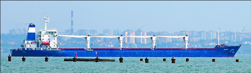 The Razoni sails out of the port of Odessa carrying 26,000 tonnes of maize. AFP The Razoni sails out of the port of Odessa carrying 26,000 tonnes of maize. AFP
