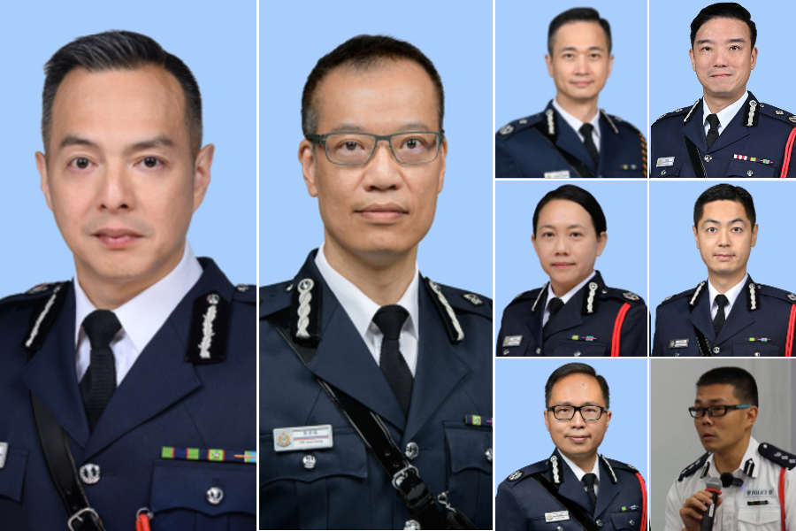 (From left to right, top to bottom) Joe Chow Yat-ming, Keith Yip Wan-lung, Joe Chan Tung, Lui Kam-ho, Margaret Chiu Wing-lan, Kenneth Kwok Ka-chuen, Frank Law Yuet-wing and Paul Ng Chi-chung.