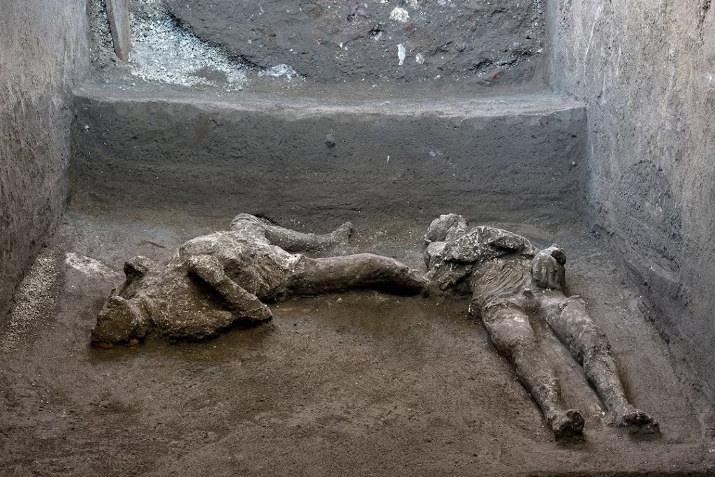 Remains of two men who died in the volcanic eruption that destroyed the ancient Roman city of Pompeii are discovered in a dig in Pompeii, Italy November 18, 2020. (Reuters/File)