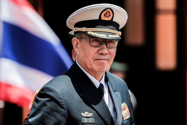 Chinese Defence Minister Dong Jun reacts during a welcome ceremony, hosted by Thailand’s Defence Minister Adul Boonthamcharoen, at the Ministry of Defence in Bangkok, Thailand, July 24, 2026. REUTERS/Chalinee Thirasupa/File Photo 