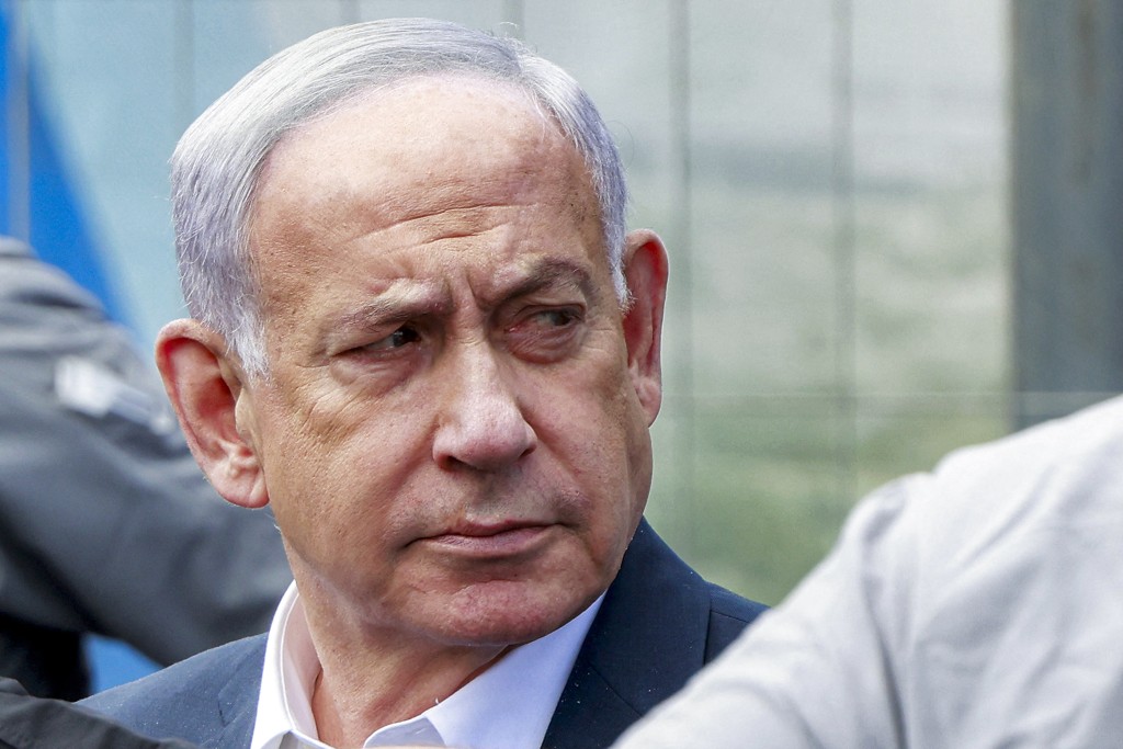 Israel's Prime Minister Benjamin Netanyahu visits the scene of a shooting at the Ramot road junction in Israeli-annexed east Jerusalem on September 8, 2025. (AFP)