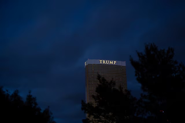 Trump Tower is seen in Las Vegas, Nevada, U.S. February 8, 2024. REUTERS/Carlos Barria/File Photo