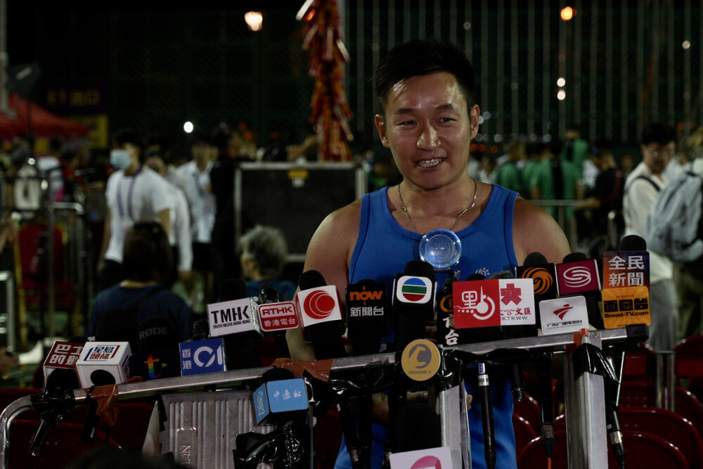 Firefighter Yip Kin-man was crowned 'Bun King.'