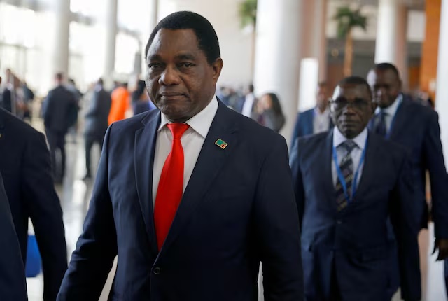 Zambia’s President Hakainde Hichilema arrives to attend the 36th Ordinary Session of the Assembly of the African Union at the African Union Headquarters in Addis Ababa, Ethiopia February 19, 2023. REUTERS/Tiksa Negeri/File Photo