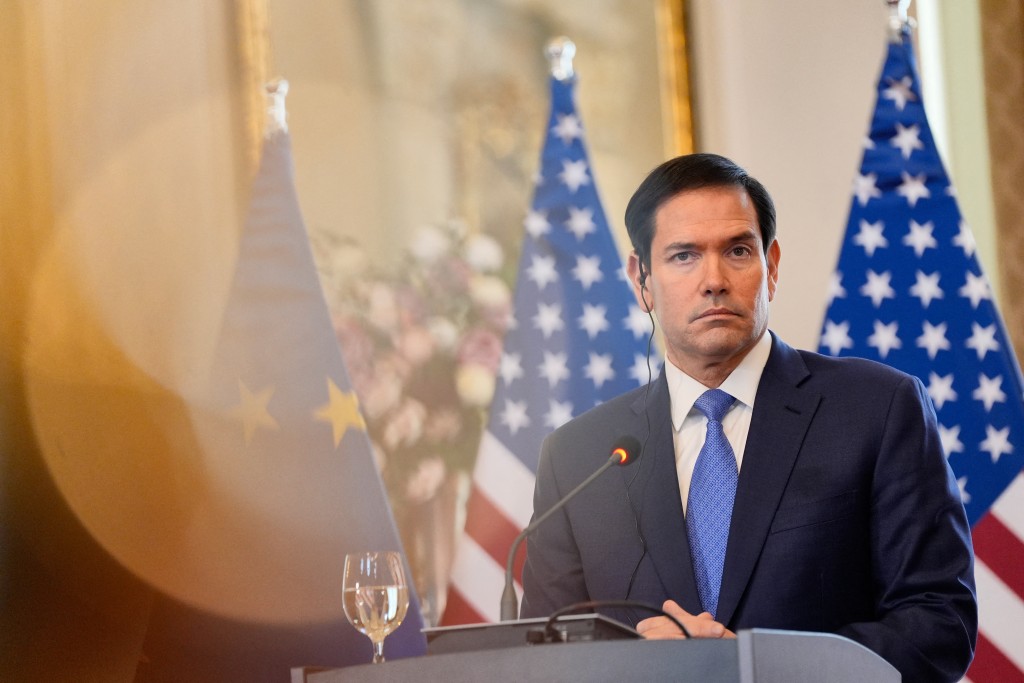 US Secretary of State Marco Rubio attends a joint news conference with Slovakia's Prime Minister in Bratislava, Slovakia, on February 15, 2026. (AFP)