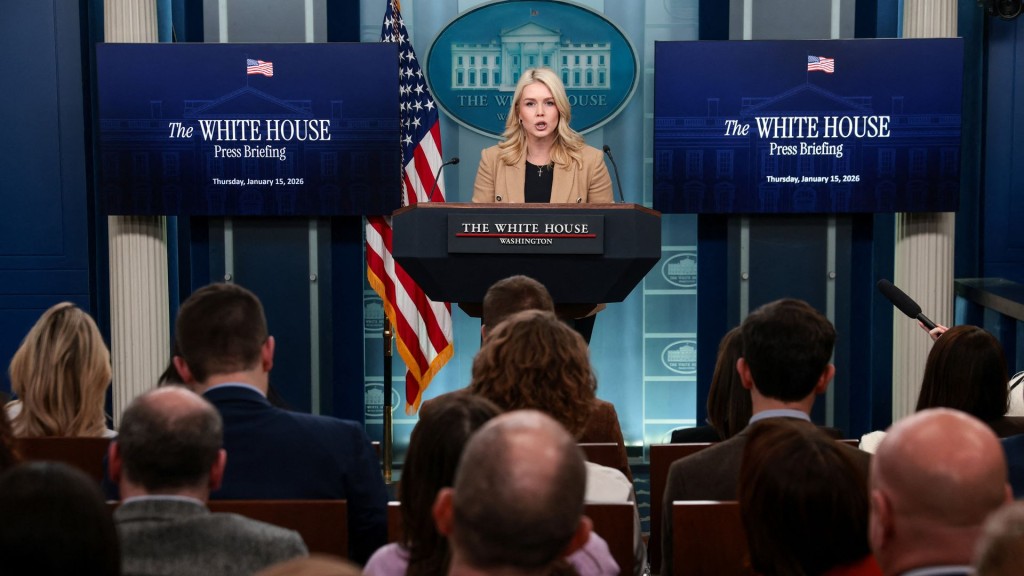 White House Press Secretary Leavitt holds a press briefing, at the White House. Reuters