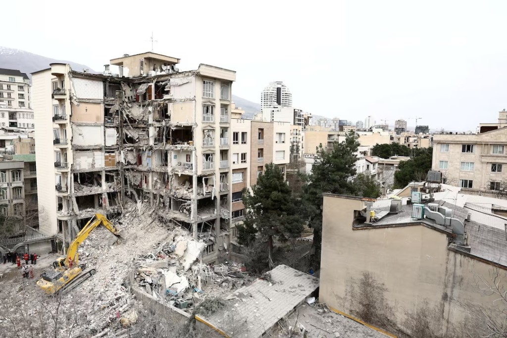 A view of a residential building that was damaged by a strike, amid the U.S.-Israeli conflict with Iran, in Tehran, Iran, March 23, 2026. Majid Asgaripour/WANA (West Asia News Agency) via REUTERS