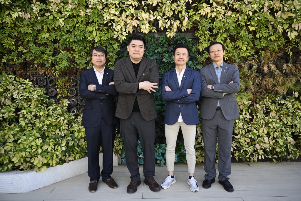(from left) Professor Ken LEUNG, Associate Professor, Department of Chemistry at HKBU; Professor Matthew LUI, Assistant Professor, Department of Chemistry at HKBU; Professor Chris WONG, Associate Dean of Science (Transdisciplinary Development) at HKBU; Professor ZHAO Jun, Associate Professor, Department of Biology at HKBU shared several green tech solutions and their applications 
