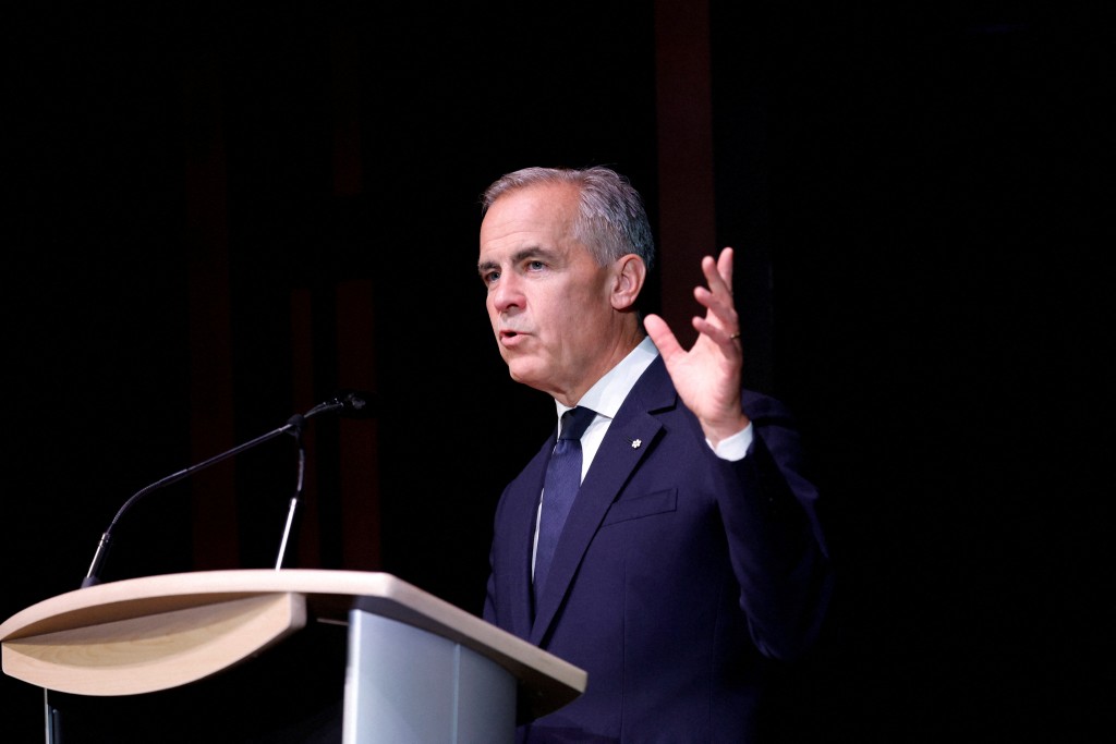 Canada's Prime Minister Mark Carney speaks as he attends the documentary film "John Candy: I Like Me" premiere as the Toronto International Film Festival (TIFF) returns for its 50th edition in Toronto, Ontario, Canada, September 4, 2025. REUTERS/Carlos Osorio/File Photo