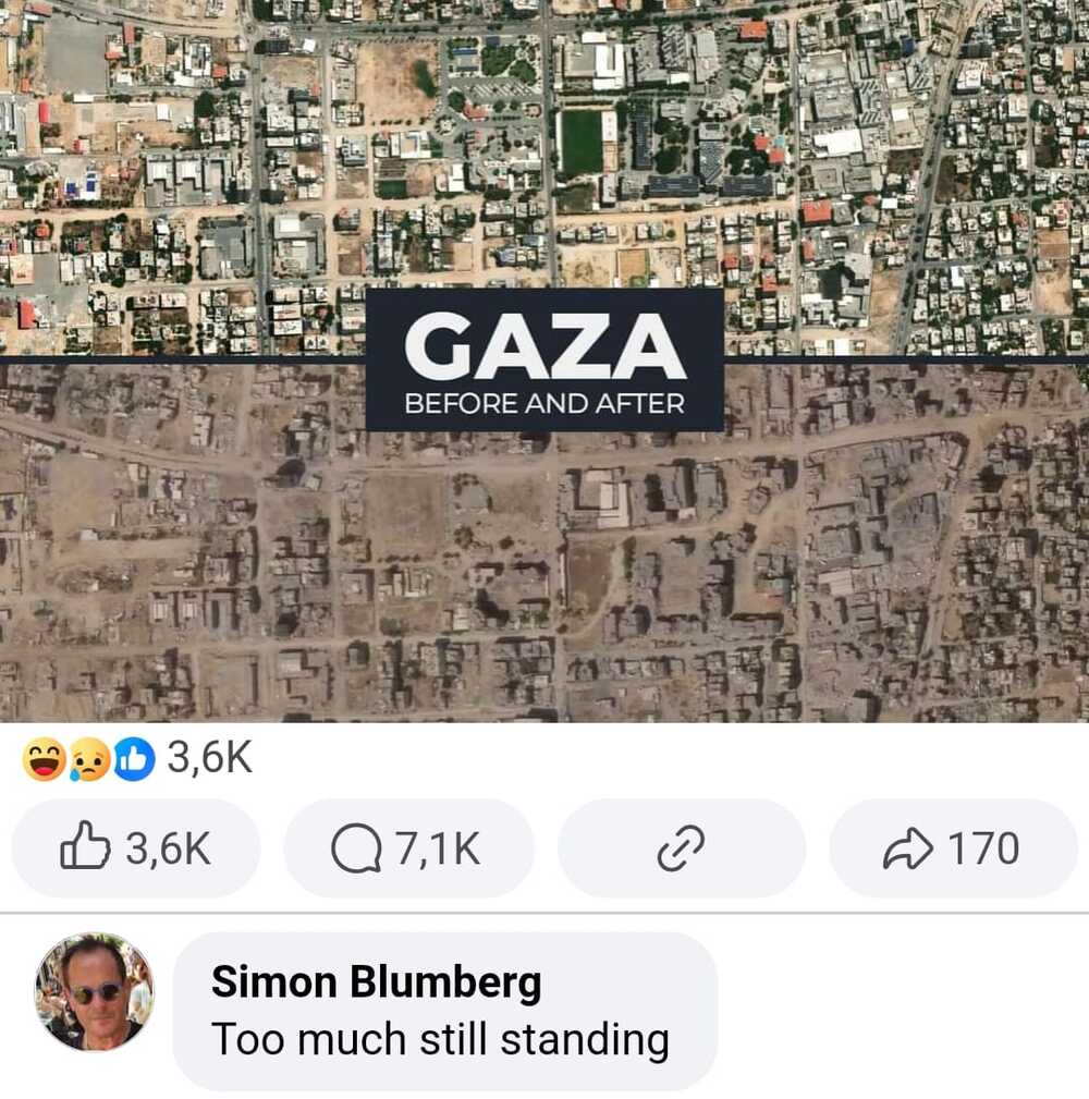 The sentiments expressed online hint at support for the annihilation of Gaza and the Palestinian lives contained within the barbed wire fences. (Facebook.com) The sentiments expressed online hint at support for the annihilation of Gaza and the Palestinian lives contained within the barbed wire fences. (Facebook.com)