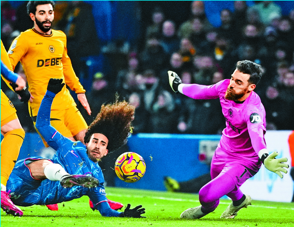 Marc Cucurella scores Chelsea's second goal against Jose Sa. AP Marc Cucurella scores Chelsea's second goal against Jose Sa. AP