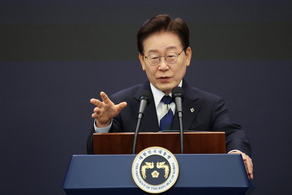 South Korean President Lee Jae Myung delivers his speech during a public briefing on the development vision for advanced industry in South Korea's southwestern region, in Gwangju, South Korea, June 30, 2026. REUTERS