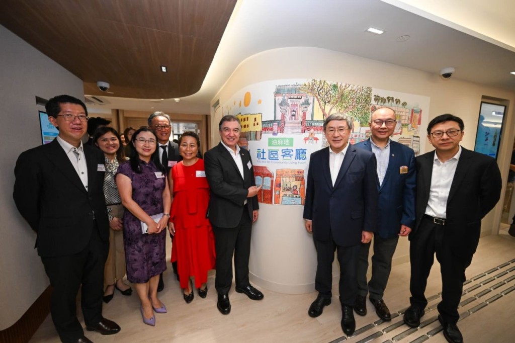 Sebastian Paredes, fourth right, jointly officiated the opening Yau Ma Tei Community Living Room with Cheuk Wing-hing, Deputy Chief Secretary for Administration, third from the right, on April 15. PARADES' LINKEDIN POST Sebastian Paredes, fourth right, jointly officiated the opening Yau Ma Tei Community Living Room with Cheuk Wing-hing, Deputy Chief Secretary for Administration, third from the right, on April 15. PARADES' LINKEDIN POST