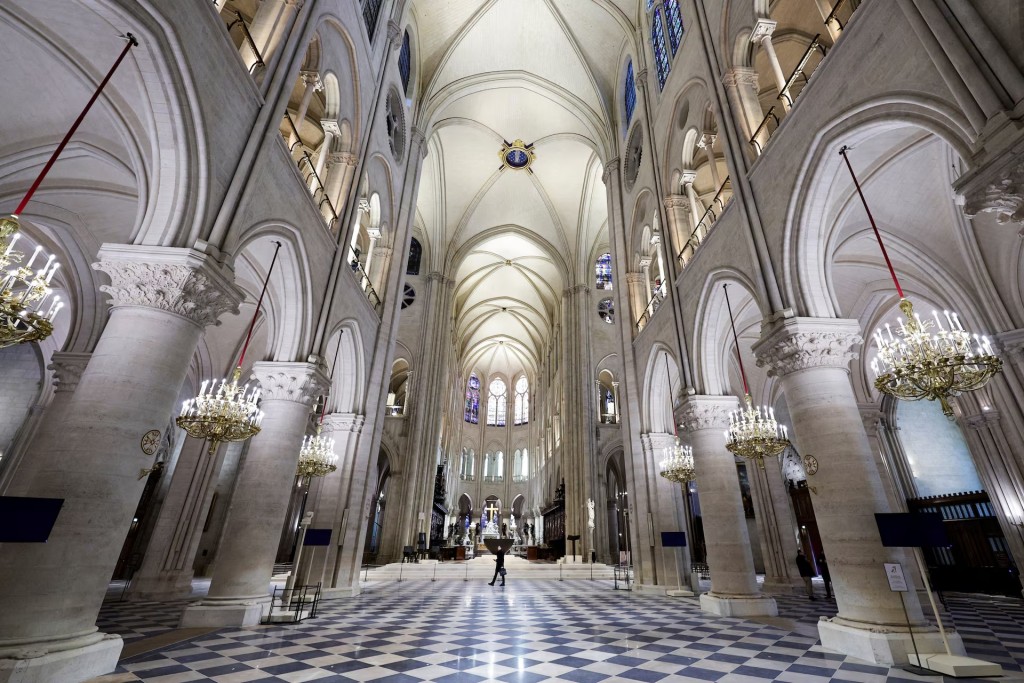 A view of the nave of Notre-Dame de Paris Cathedral in Paris, on November 29, 2024. (Reuters)